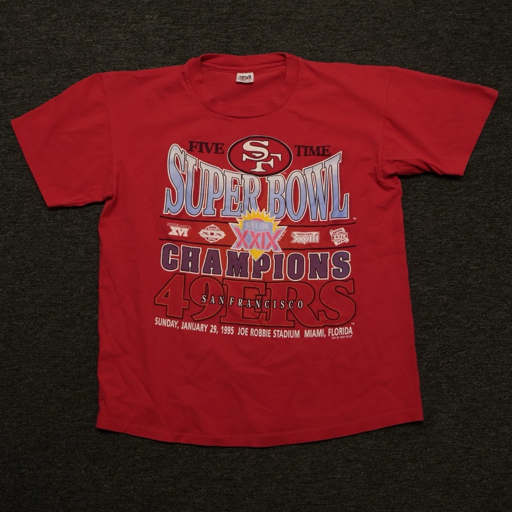 Vtg 1995 San Francisco 49ers Super Bowl XXIX Champions Red Shirt Size XL
